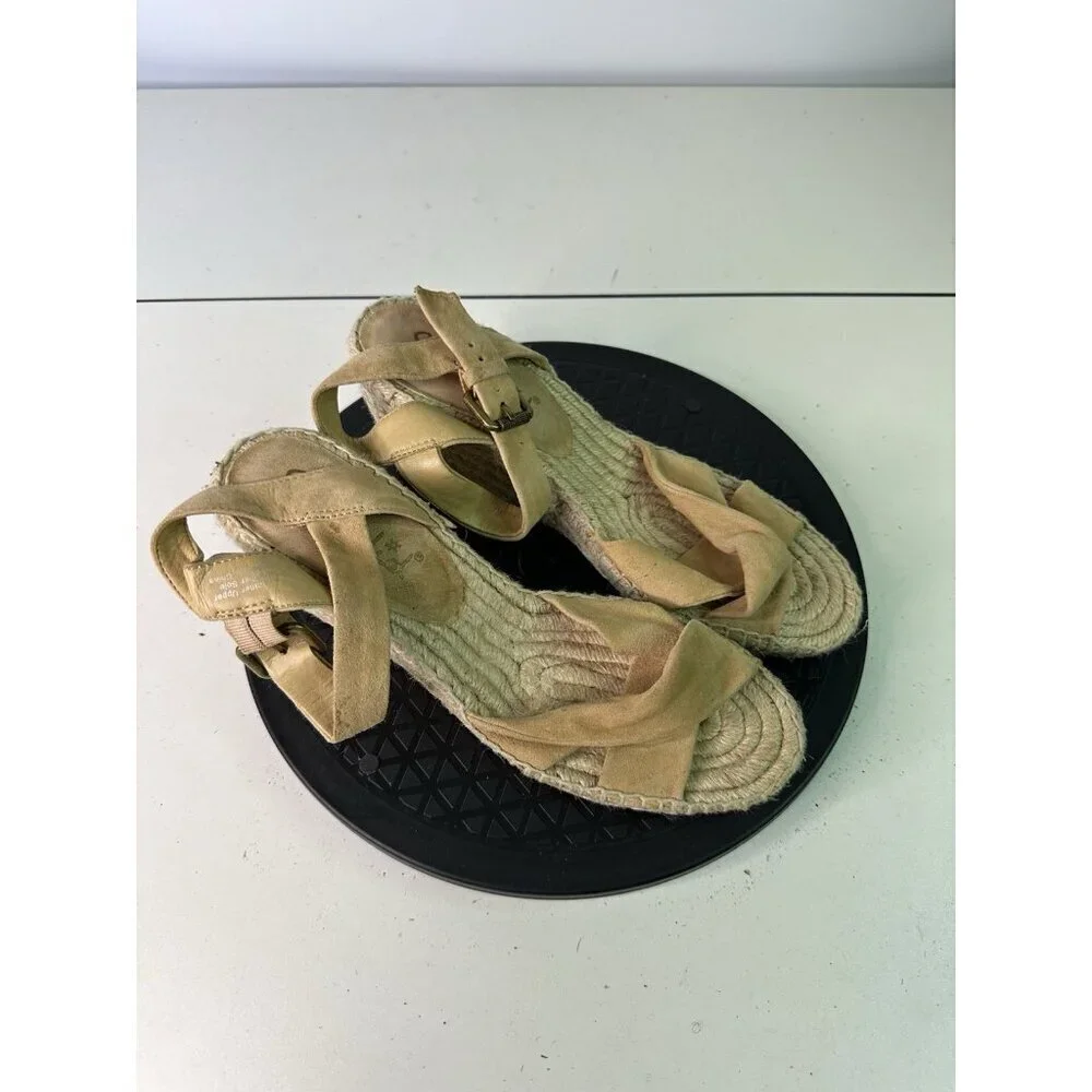 Splendid Womens Beige Suede Espadrille Wedge Sandals Size 8.5 US